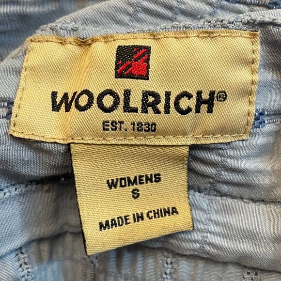 Woolrich Blue Button Textured Print Western Down Shirt size Small - Picture 3 of 4